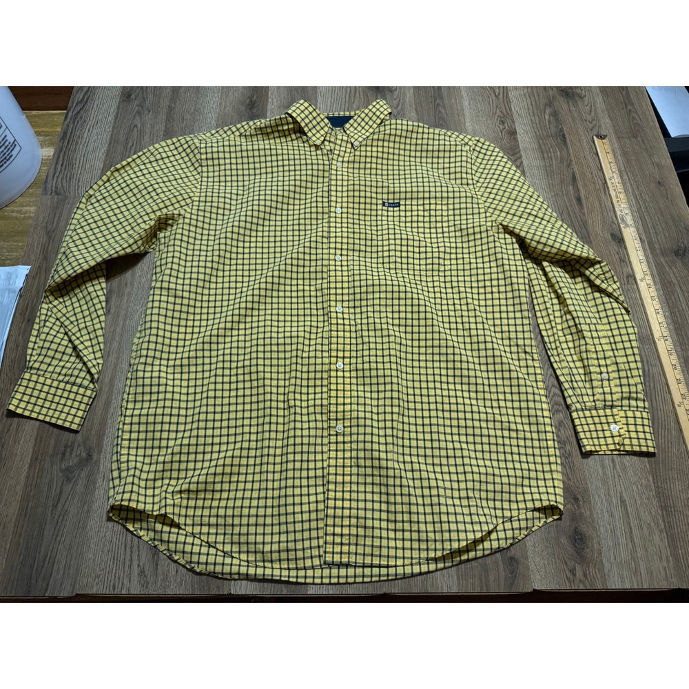 Chaps Shirts Mens Size Extra large Yellow Plaid Button Down Easy Care Casual